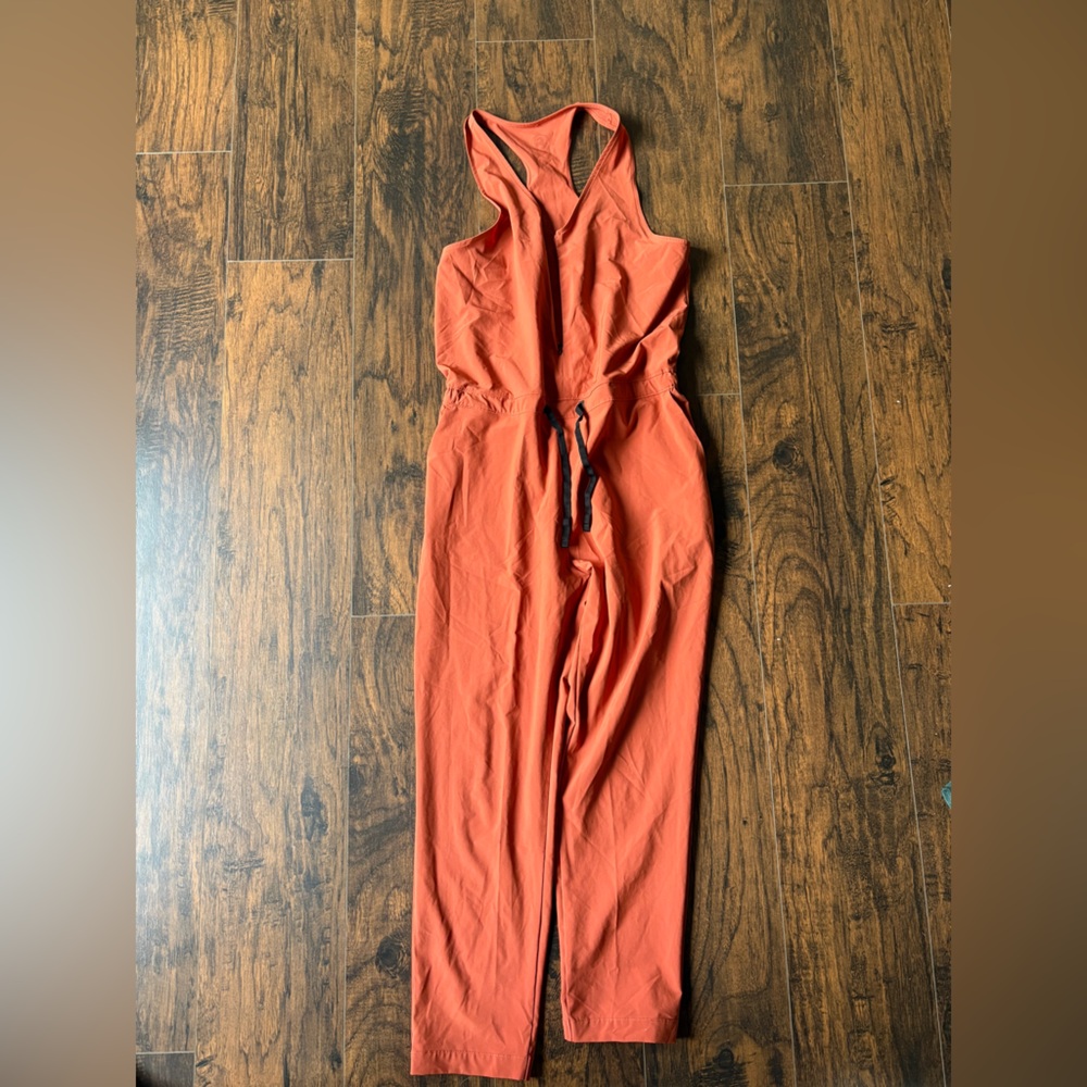 Backcountry On The Go Light Jumpsuit- Orange Sleeveless Jumpsuit